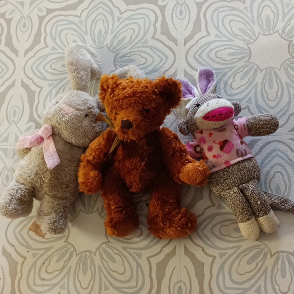 HELLO TRIO Stuffed animal bundle box Bear Bunny and Monkey Friends Package